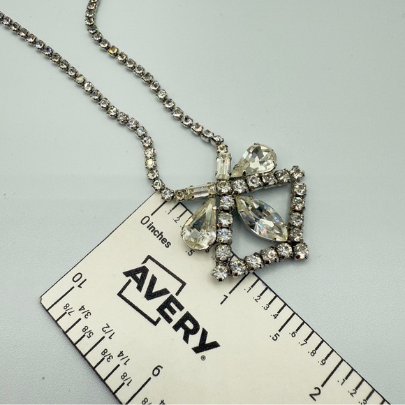 Rare 1940s Old Hollywood Vintage Rhinestone Necklace Signed Jayflex Sterling - Picture 6 of 11